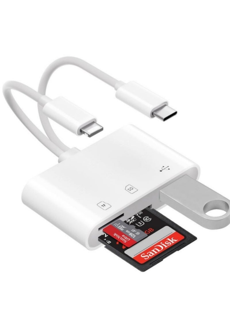 XiaoGiqi SD Card Reader for iPhone, iPad, USB C and Lightning Dual Port SD Card Adapter, Memory Card Reader for Camera Adapter, Support SD, Micro SD, USB 3.0, No App Driver Required - Image 1