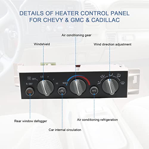 DICMIC A/C Heater Control Panel Climate Control Module with Rear Window Defogger Switch for 1996-2000 Chevrolet C1500 C2500 Tahoe GMC Yukon Cadillac Escalade Replace# 599-006, 15-72547 - Image 4