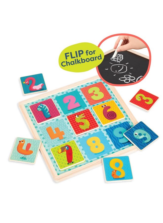 B. Toys - Count N’ Doodle Magnetic Number Puzzle Wooden Puzzle Chalkboard Side 2In1 Puzzle & Drawing Board 2 Years + - Image 1