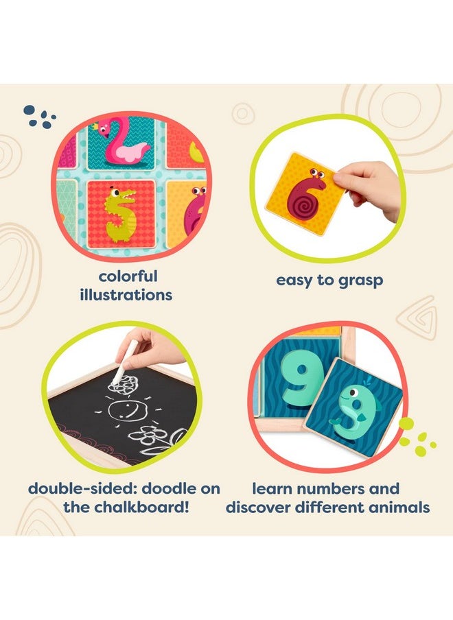 B. Toys - Count N’ Doodle Magnetic Number Puzzle Wooden Puzzle Chalkboard Side 2In1 Puzzle & Drawing Board 2 Years + - Image 1