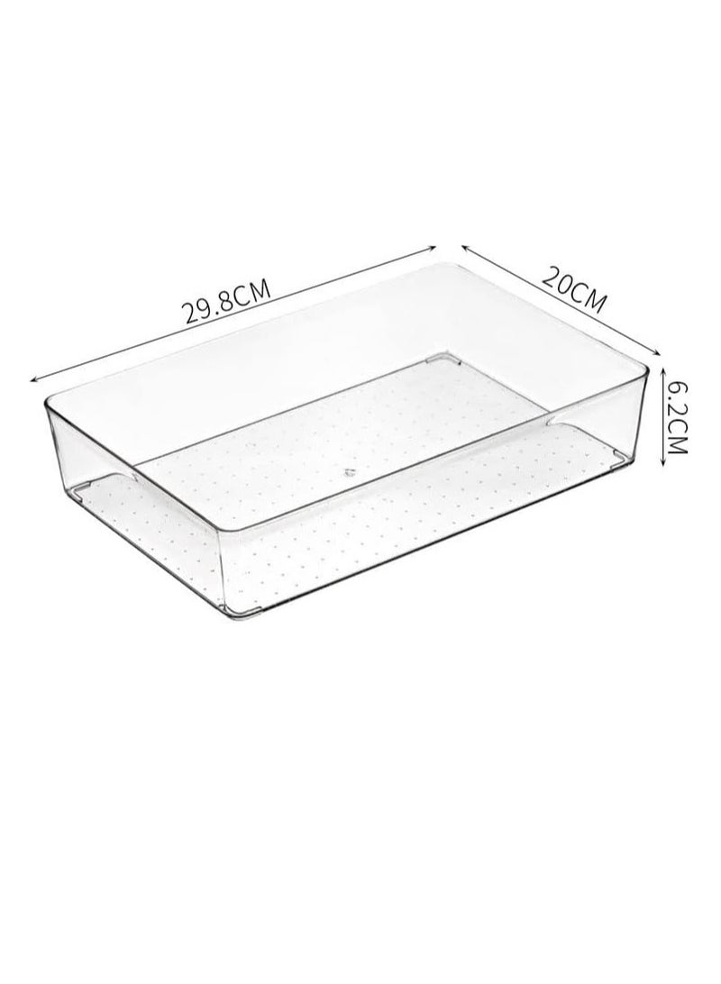 فواصل أدراج بلاستيكية، 9 عبوات من صناديق تخزين أشتات سطح المكتب، صواني قلم رصاص لمكتب المطبخ، منظم لخزانة غرفة النوم، صناديق تخزين شفافة لأدوات المطبخ وأدوات المجوهرات والمكياج - Image 4