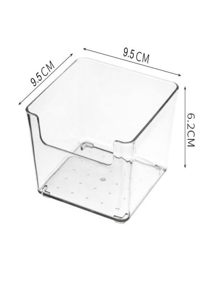 فواصل أدراج بلاستيكية، 9 عبوات من صناديق تخزين أشتات سطح المكتب، صواني قلم رصاص لمكتب المطبخ، منظم لخزانة غرفة النوم، صناديق تخزين شفافة لأدوات المطبخ وأدوات المجوهرات والمكياج - Image 5