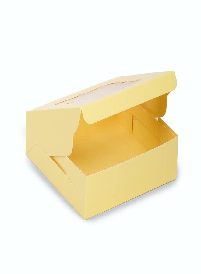 Chic a Choc Brownie Box for 4 brownies. Pastel yellow colour. Chic a Choc. Size 6x6x2 in. Pack of 8. Bakery/Cakes Packaging. - Image 4
