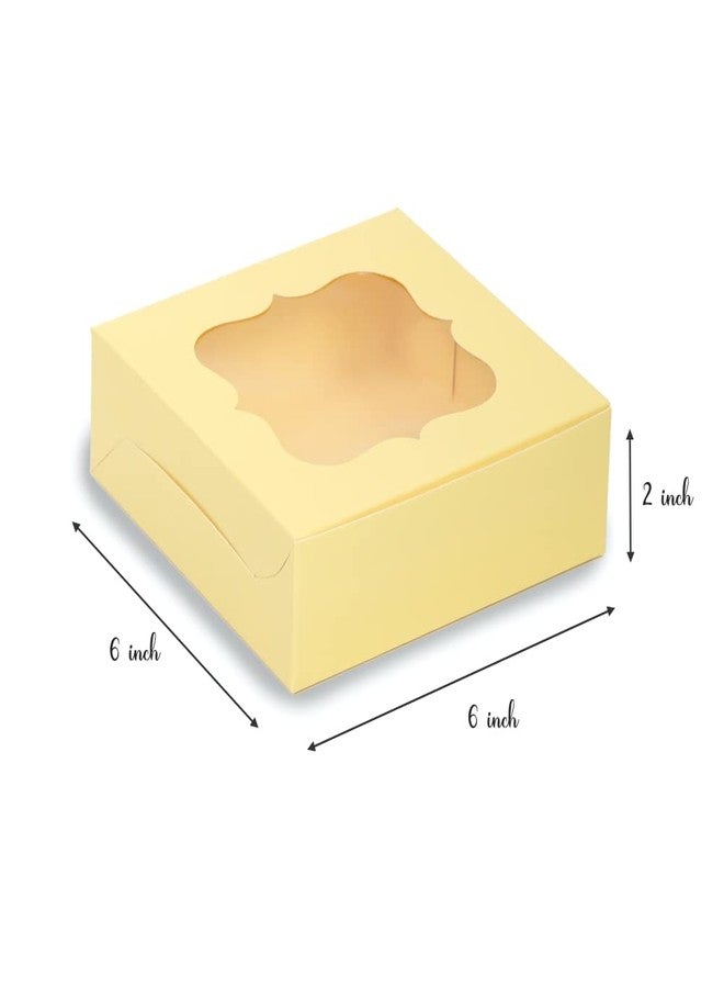 Chic a Choc Brownie Box for 4 brownies. Pastel yellow colour. Chic a Choc. Size 6x6x2 in. Pack of 8. Bakery/Cakes Packaging. - Image 3
