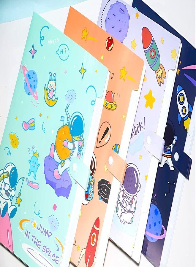 NETIZEN مجلد ملفات مطبوع عليه مساحة بحجم A4 بستة جيوب لتخزين المستندات للطلاب والمكاتب (عبوة من 4 قطع) - Image 3