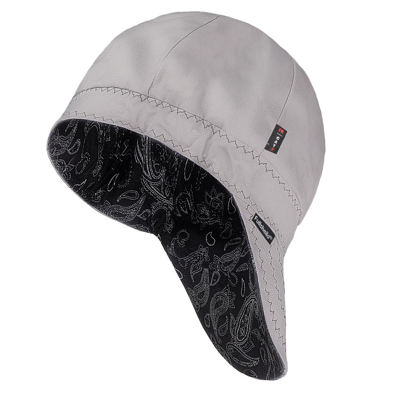 Fullsheild Mens Women's Cotton Welding Cap FR Reversible Welder Caps Hat One Size for Welder Electrician Power Gas Oilfield (US, Alpha, One Size, Paisley Gray) - Image 1