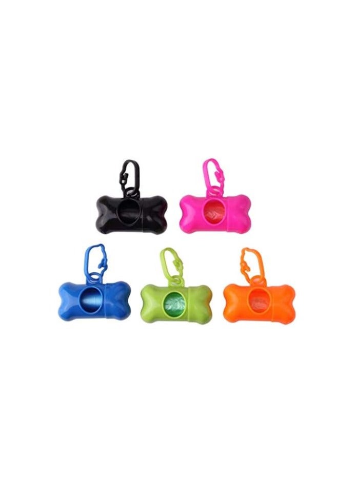 5 Pack Bone Shaped Dog Poop Bag Dispenser, Pet Waste Disposal Bag Dispenser (Random Color) - Image 1