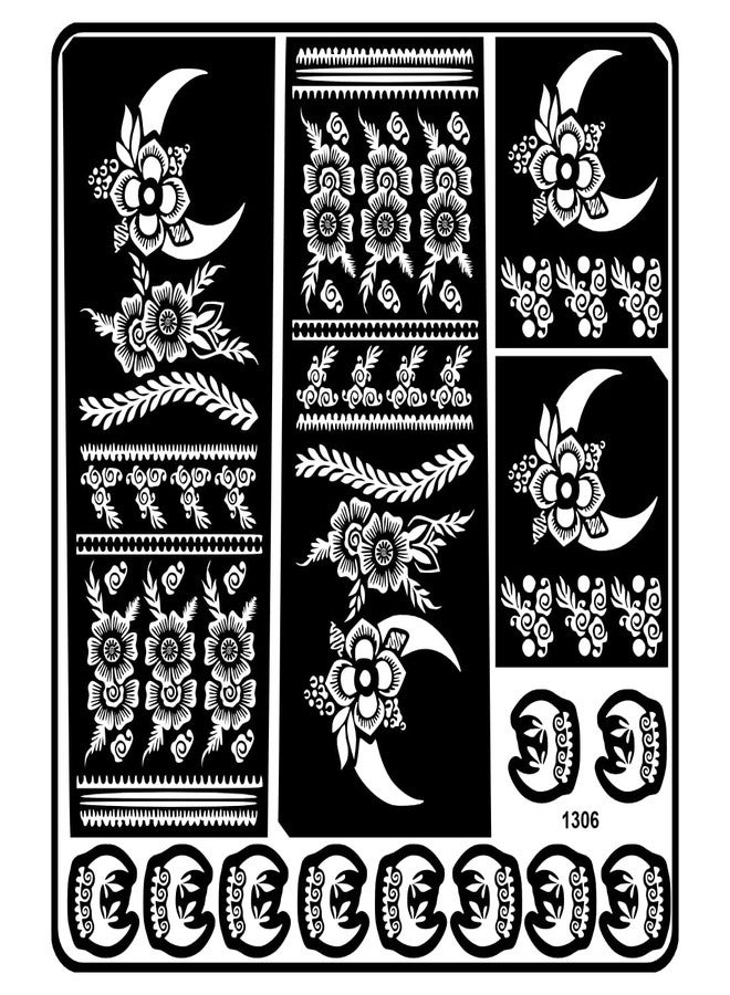 Komstec Royal Bridal Mehndi Stencil Sticker Featuring Peacock and Diamond Designs - Image 2