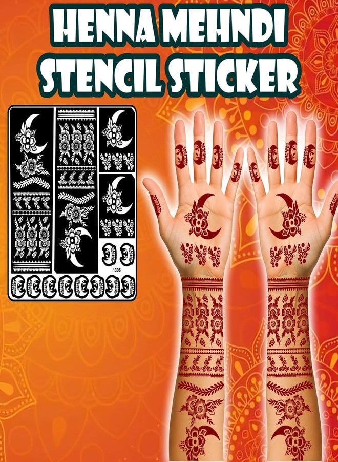 Komstec Royal Bridal Mehndi Stencil Sticker Featuring Peacock and Diamond Designs - Image 4