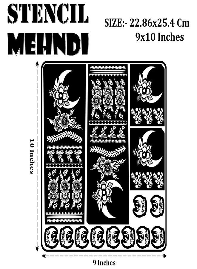 Komstec Royal Bridal Mehndi Stencil Sticker Featuring Peacock and Diamond Designs - Image 3