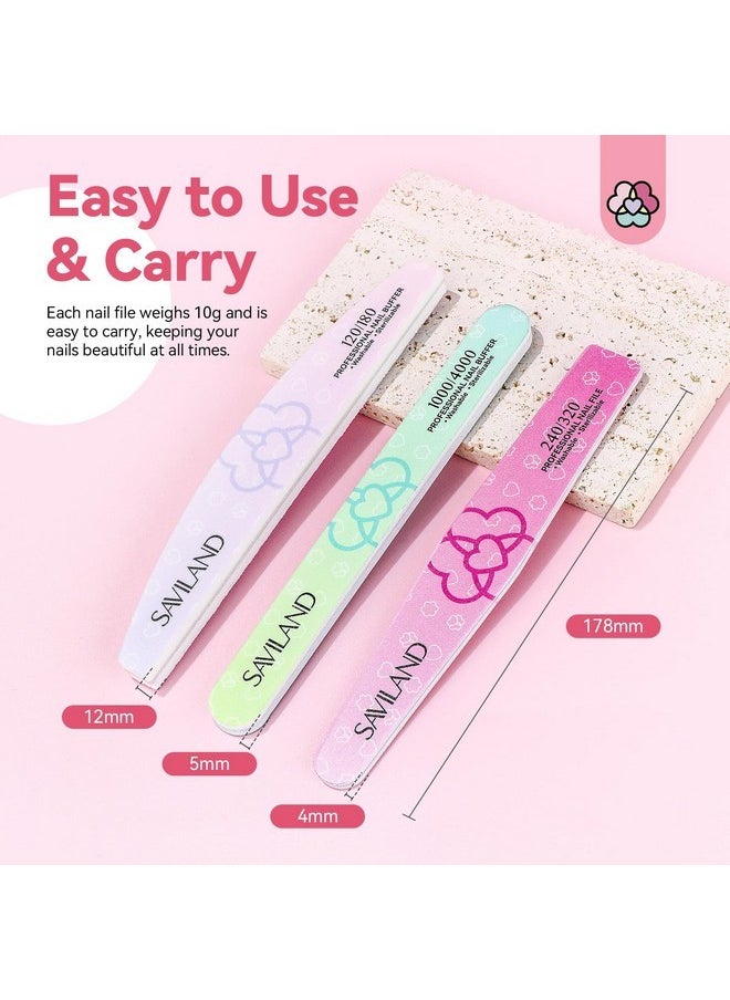 Saviland Nail File Buffer For Acrylic Nails: 16Pcs Professional Emery Board For Nails Nail Buffers Manicure Kit Acrylic Nails & Natural Nails 100/180-4000 Grit Doubled Sides Emory Boards Beauty Gift  - Image 5