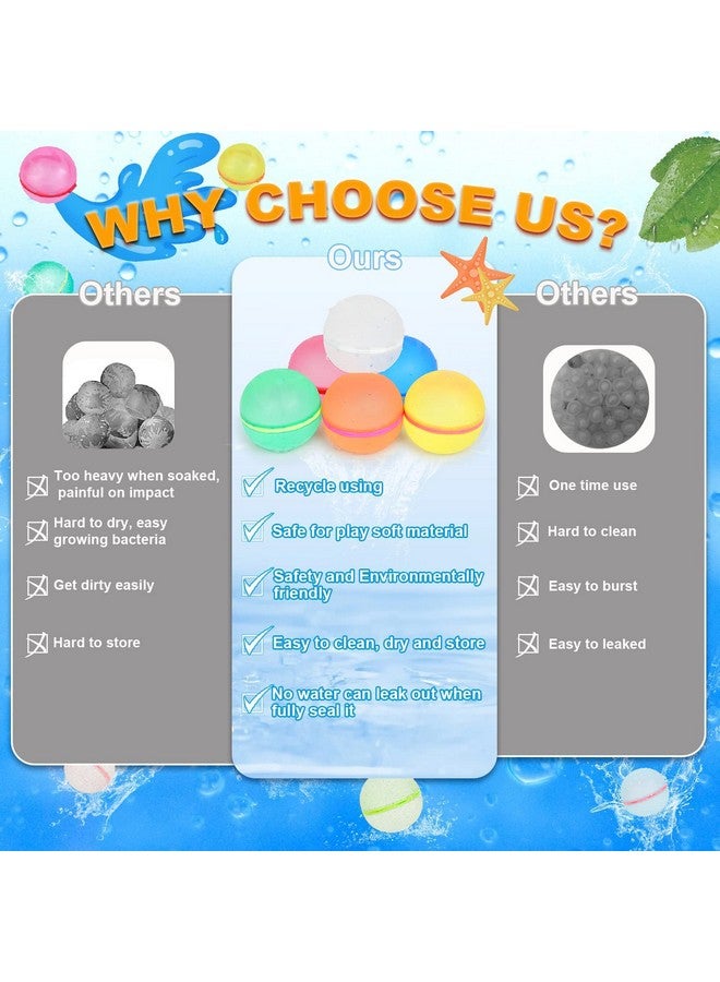 98K 98K Reusable Water Balloons 12Pcs with Mesh Bag, Self Sealing Silicone Ball Latex-Free, No Clean Hassle, Easy to Fill, Summer Toys Water Toy Swimming Pool Beach Park Yard Outdoor Games Party Supplies - Image 3