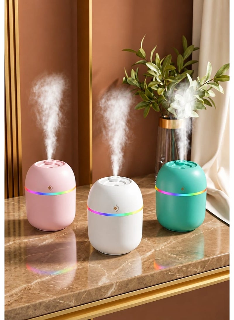 Air Humidifier with Colorful Light | Portable USB Essential Oil Diffuser for Home, Office & Car | Colorful Light Aroma Diffuser for Room, Office & Car (Assorted Colors) (220ml) - Image 1