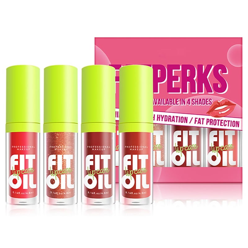 FYEBOO Hydrating Lip Oil Big Brush Head Glaze Shiny Transparent Glow Oil Nourishing Nonsticky Long Lasting Fresh Clear Smooth Care Plumping Oil Set B