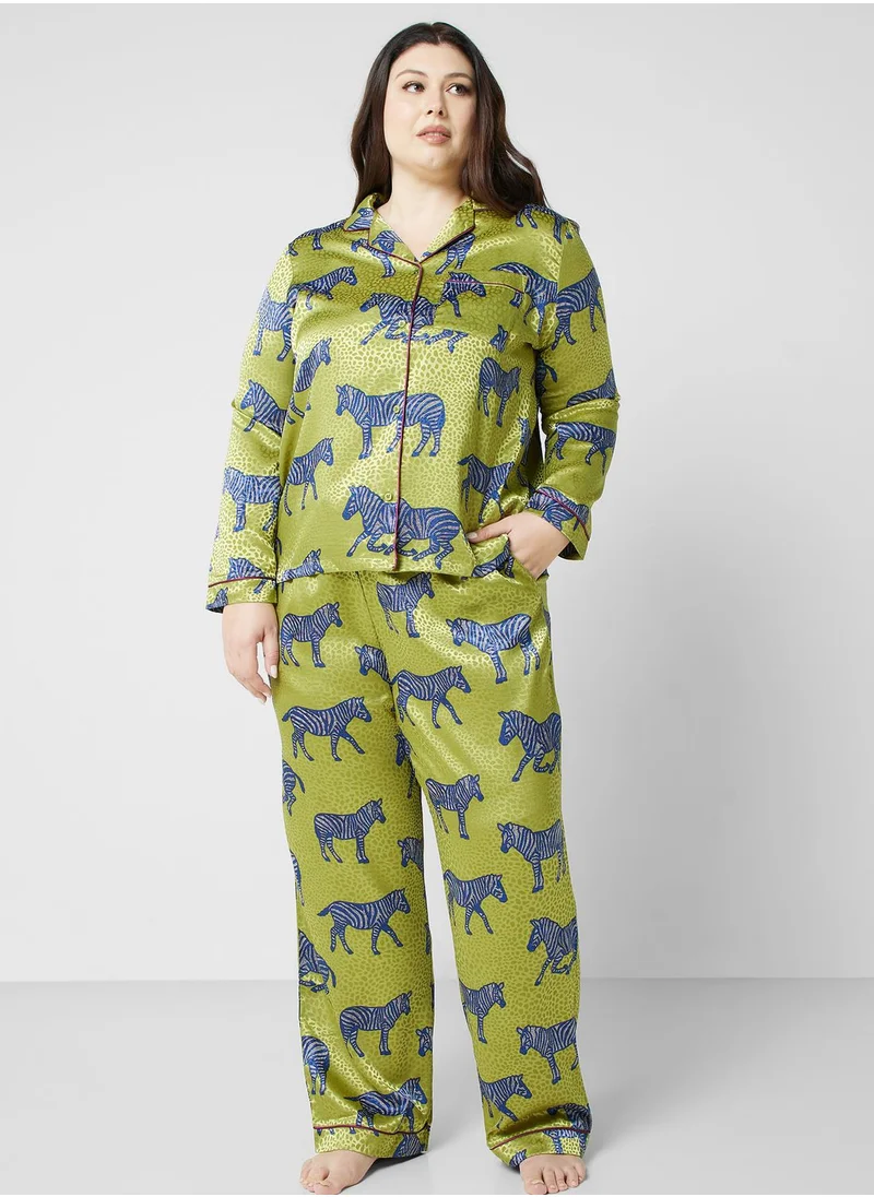 CHELSEA PEERS Printed Shirt & Pyjama Set