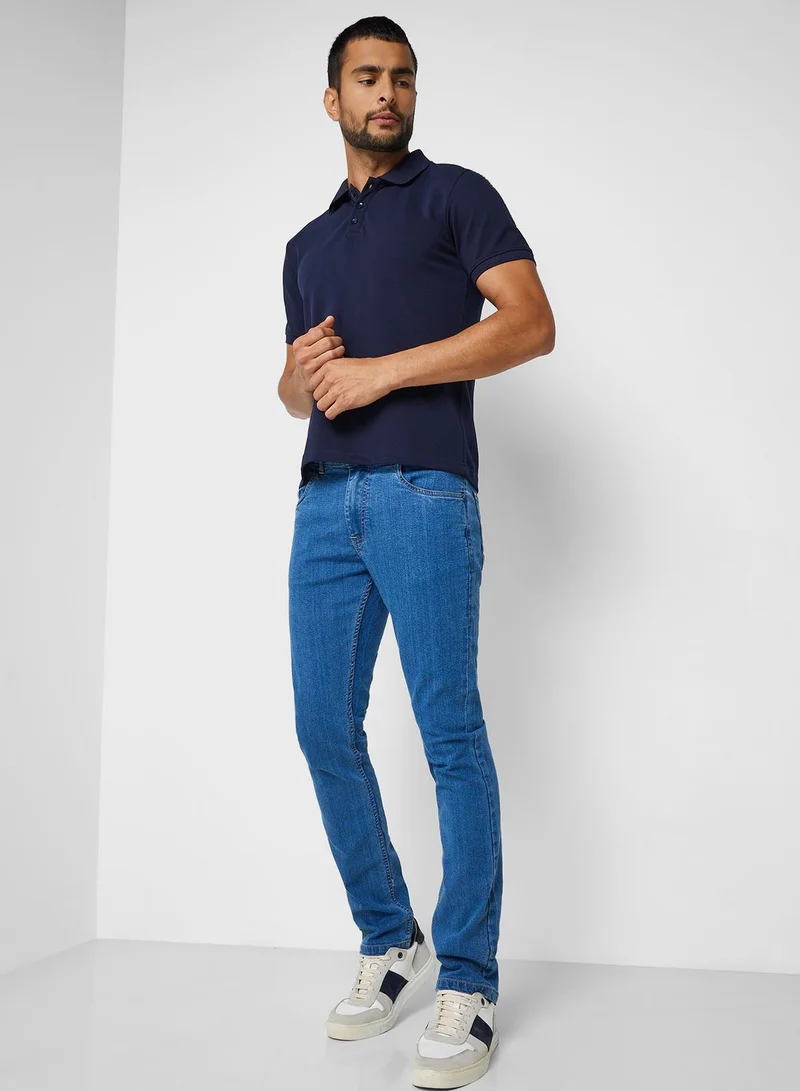 Seventy Five Contrast Collar Tape Detail Polo Shirt