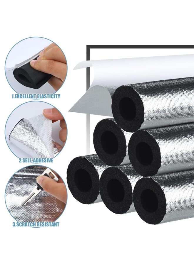 LAMAY Pipe Insulation Foam Tube 6 Pcs Self Adhesive Insulation Foam Wrap for Copper Pipe Pre Slit Clamp Highly Insulated Foam for Outdoor Winter Irrigation, Sprinkler(34) - Image 2