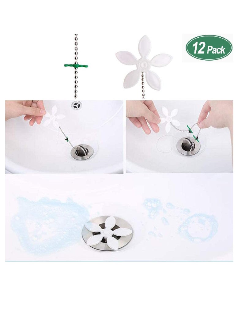 Y&D Hair Wig Drain Catcher (Pack of 12) at Shower Bathtub Kitchen Sink Flower Shape Stainless Steel Filter Chain Hook Strainer Disposable Remover Snare Anchor Cover Protectors  - Image 3