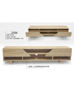 Uzman Home Uzman Home Modern TV Cabinet, Entertainment Stand, Media Console with a Natural Wood Finish & Storage Doors for Living Room or Media Room Color (Teak) 180Cm  - Image 2