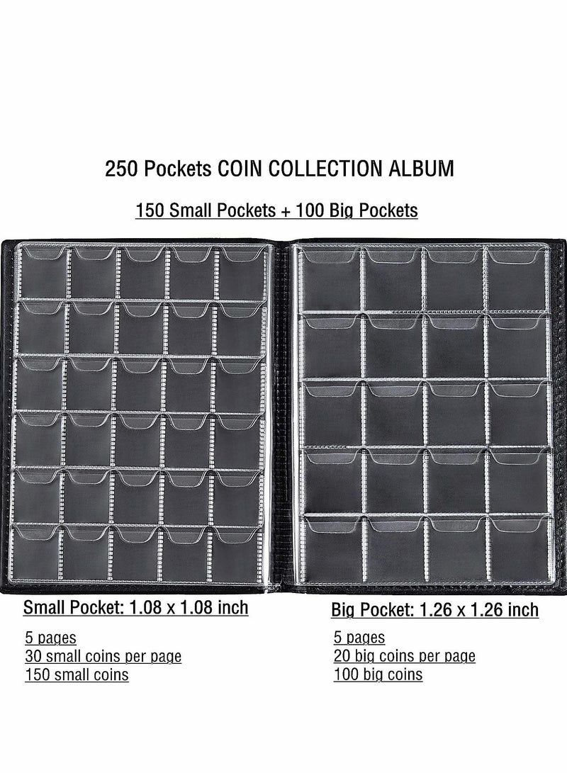 Excefore Currency Coin Album, Holder, 370 Pockets and Collecting Binder, 120 Paper Money Stamp Page Album Supplies for Collectors  - Image 2