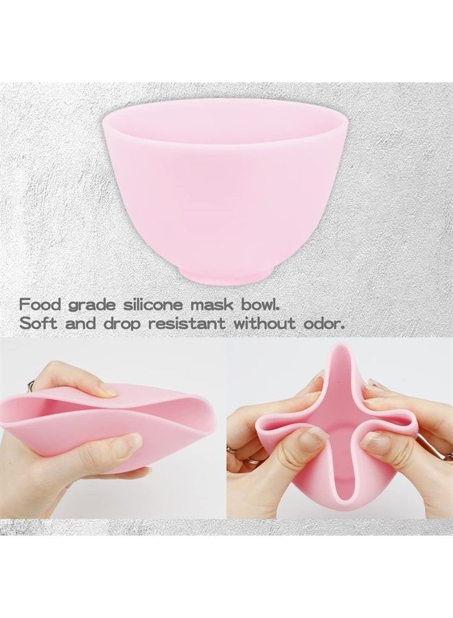 FERCAISH 4Pcs Diy Face Mask Mixing Bowl, Microwavable Silicone Facial Mud Bowl Cosmetic Beauty Tool for Home Salon (Pink) - Image 3