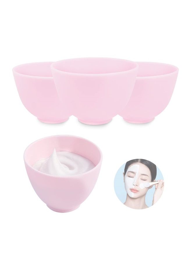 FERCAISH 4Pcs Diy Face Mask Mixing Bowl, Microwavable Silicone Facial Mud Bowl Cosmetic Beauty Tool for Home Salon (Pink) - Image 1
