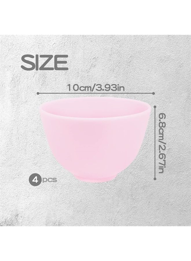 FERCAISH 4Pcs Diy Face Mask Mixing Bowl, Microwavable Silicone Facial Mud Bowl Cosmetic Beauty Tool for Home Salon (Pink) - Image 2