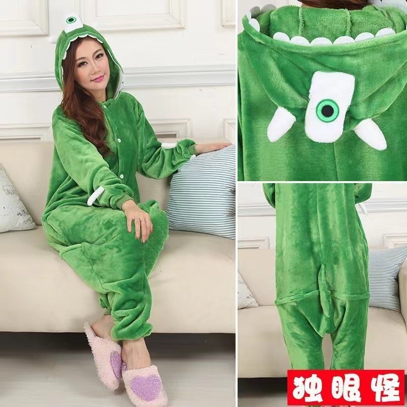 Direct Supply Of Adult Flannel Big Bad Wolf Animal Pajamas Frog Pikachu Children'S Performance Clothing Cartoon Parent-Child Clothing - Image 4