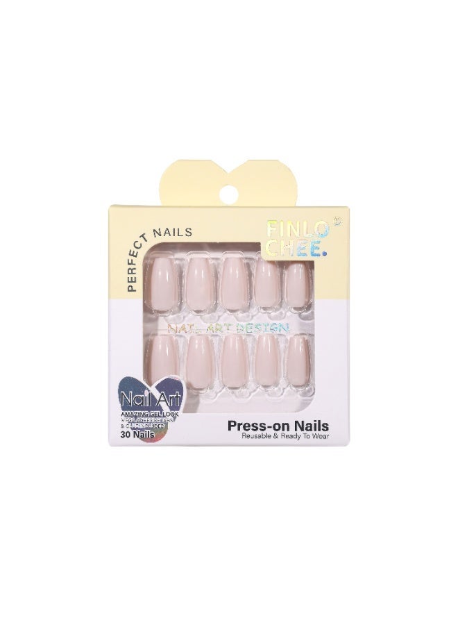 finlochee. Nude Pink Press On Nails Short Coffin Shape Glossy Solid Artificial Nails Set Full Cover Fake Nails Reusable Stick On Nails Soft Gel Acrylic Nail Kit Elegant Minimalist Nails For Women Daily Wear Office Wedding Eid Party Salon Style Long Lasting Damage Free Nails - Image 2