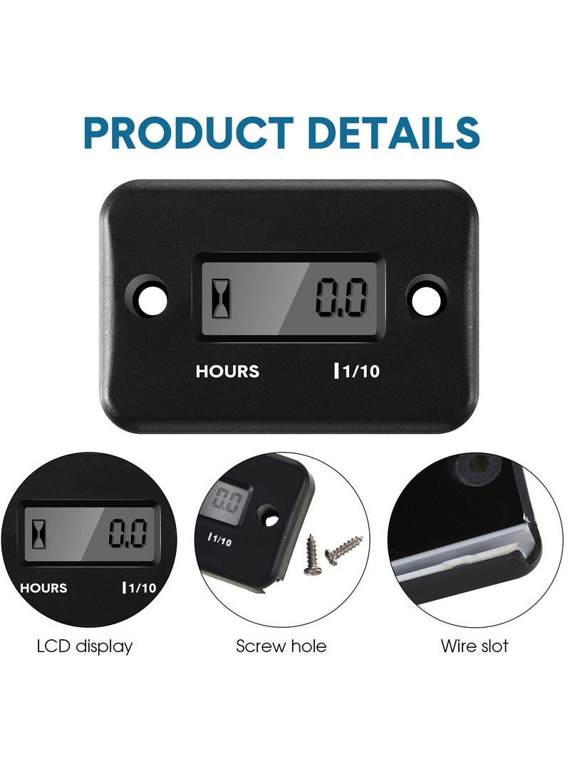 KASTWAVE - Hour Meters for Small Engines, 2 Pcs Automatically Shutdown Tachometers,  Inductive Hour Meter for Gas Engine Lawn Mower Dirt Bike Motorcycle Motocross Snowmobile Karting Marine ATV Boat - Image 1