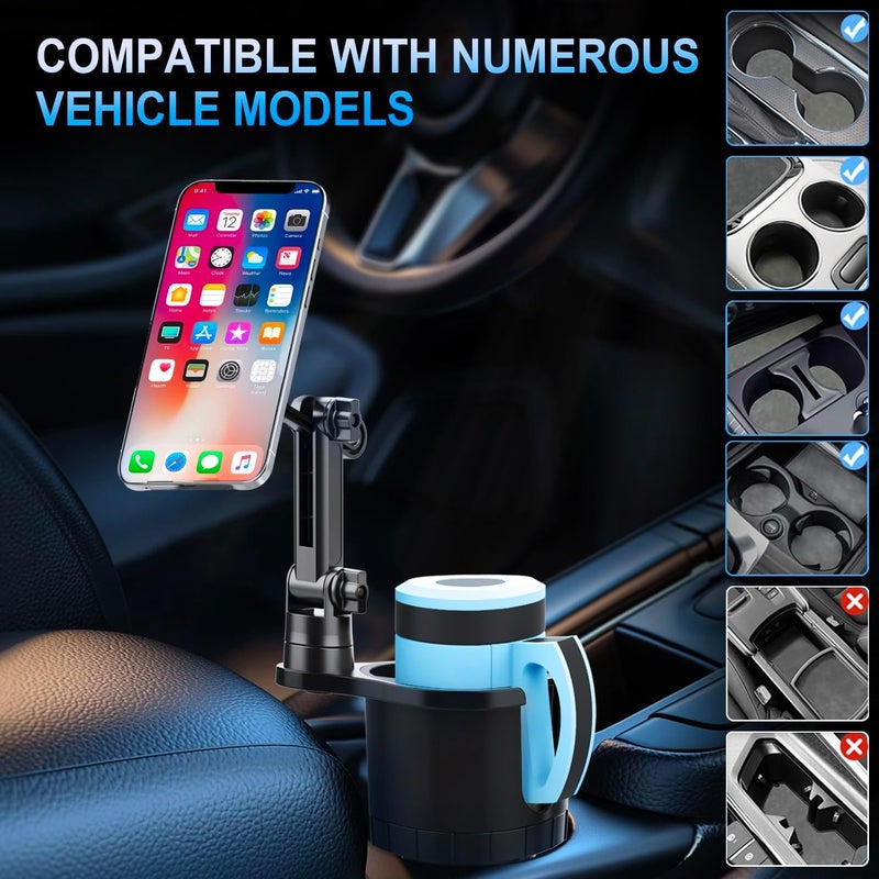 KASTWAVE Magnetic Car Cup Holder with Expandable Adjustable Base - Universal Drink Holder & Phone Stand for All Smartphones and Most Bottles, Stable, Hands-Free Car Mount for Easy Access - Image 2
