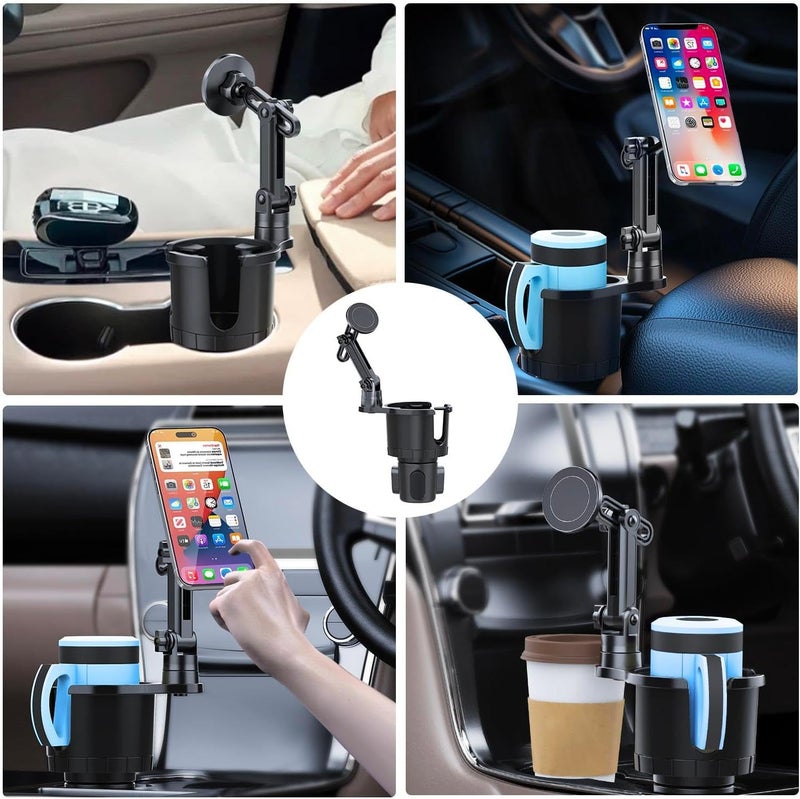KASTWAVE Magnetic Car Cup Holder with Expandable Adjustable Base - Universal Drink Holder & Phone Stand for All Smartphones and Most Bottles, Stable, Hands-Free Car Mount for Easy Access - Image 3