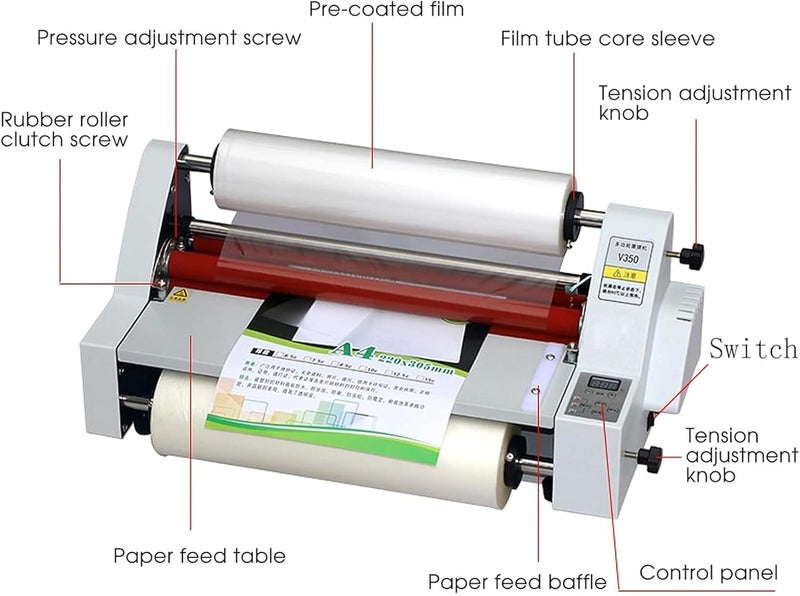 Hot and Cold Roll Laminator for Single and Double-Sided Lamination, Commercial Thickness, Ideal for School, Office, and Commercial Use - Image 3
