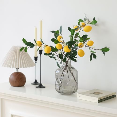mizii 5pcs 24“ Artificial Lemons Branches 15 Head Fake Lemon Fruit with Stem Greenry Realistic Faux Lemon Decorations for Kitchen Party Centerpiece Table Office Spring Summer Decor (Lemon) - Image 5