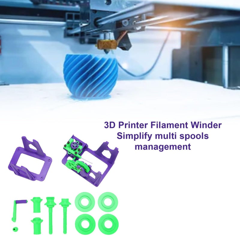 Pre Assembled Hand Cranked 3D Printer Filament Winder Respooler Kit Purple Green - Image 3