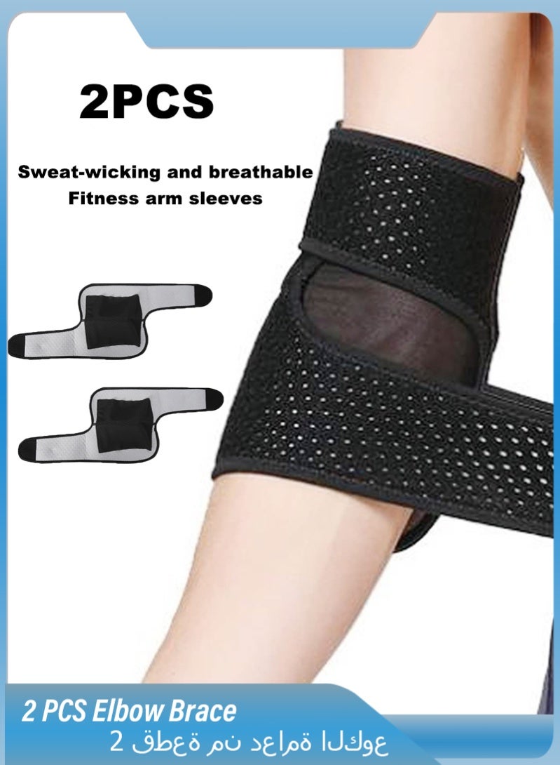 NAILEKESI 2 PCS Elbow Brace,Elbow Support for Men/Women,Adjustable Elbow brace With Dual-Spring Stabilizer Tennis Compression Sleeve for Golfer's and Tennis Elbow,weightlifting, Tendonitis,Arthritis, Sports Injury Recovery, Sports Protective Equipment - Image 1