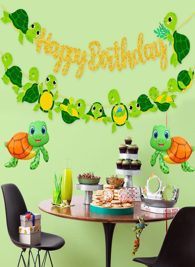 CSTYWC 4PCS Turtle Foil Balloon Large Jungle Safari Animals Foil Balloons Tortoise Balloons for Wild Zoo Party Baby Shower Birthday Decor Supplies - Image 4