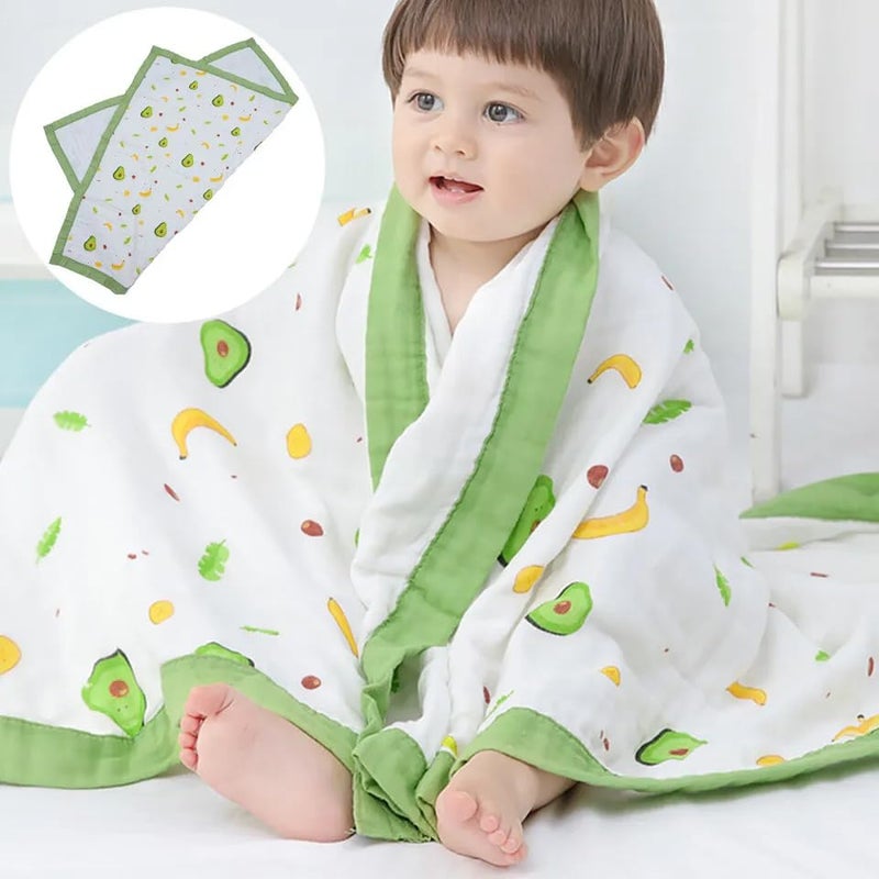 JUST GOODS Baby Blanket | Ultra-Soft & Warm | 100% Cotton | Lightweight & Breathable | Multi-Purpose Use | Machine Washable | Combo Pack of 2 (Avocado + Strawberry Blanket) - Image 2