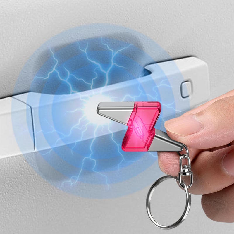 Pink Portable Anti Static Discharger Keyring Pendant Static Shock Eliminator Bolt Shape - Image 3