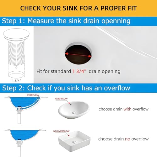 Yodel Faucet Bathroom Vessel Sink Drain Without Overflow for Big 1 3/4" Drain Opening Only - Pop Up Drain,Chrome,Y1618W-CH - Image 4