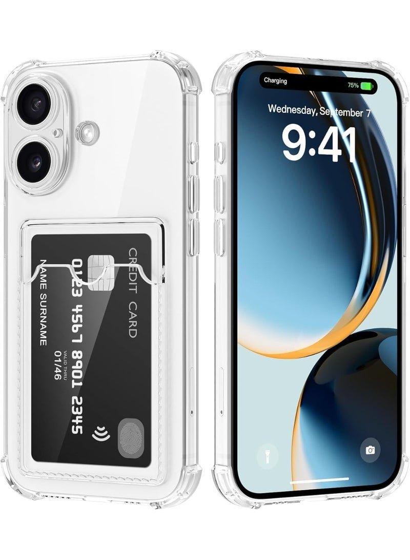 Transparent protective case for iPhone 17, 6.3-inch, made of thermoplastic polyurethane, with a soft shockproof card holder and camera lens protection - transparent - Image 1