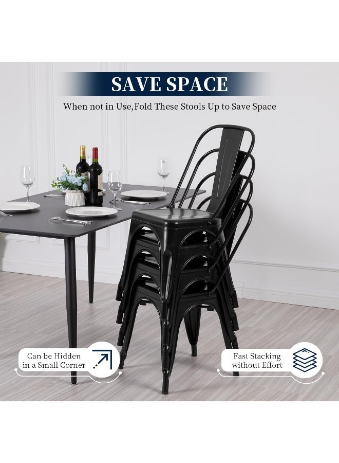 FDW FDW Metal Dining Chairs Set Of 4 Indoor Outdoor Chairs Patio Chairs Kitchen Metal Chairs 18 Inch Seat Height Restaurant Chair Metal Stackable Chair Tolix Side Bar Chairs No Installation Required  - Image 4