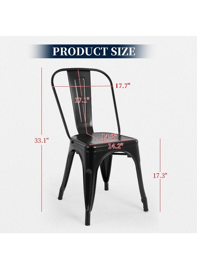 FDW FDW Metal Dining Chairs Set Of 4 Indoor Outdoor Chairs Patio Chairs Kitchen Metal Chairs 18 Inch Seat Height Restaurant Chair Metal Stackable Chair Tolix Side Bar Chairs No Installation Required  - Image 3