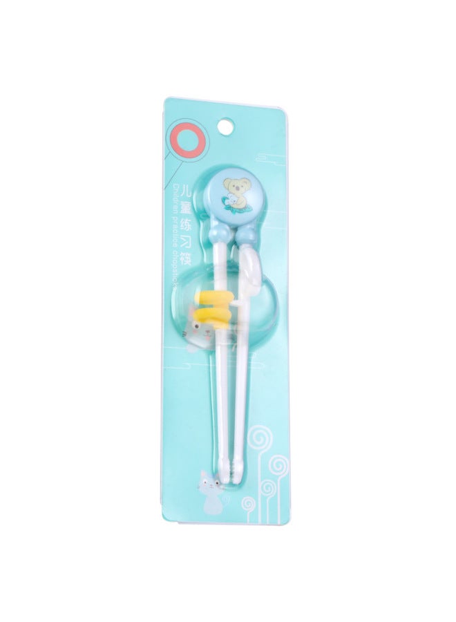 Portable Children's Training Chopsticks Baby Eating Meal Supplementary Food Feeding Auxiliary Cartoon Practice Chopsticks-Color:Koala-Blue-Card Pack  - Image 1