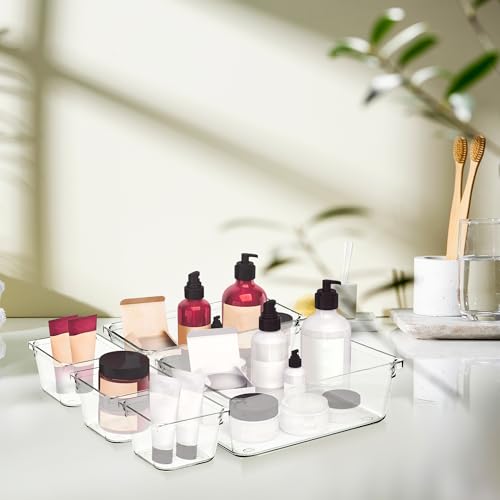 Ravinte Decor 8 Pack Drawer Organizer - 3" X 9" Clear Acrylic Storage Bins with Non-Slip Pads, Versatile Desk Tray for Makeup, Jewelry, Kitchen, Bathroom, and Office Organization - Image 3