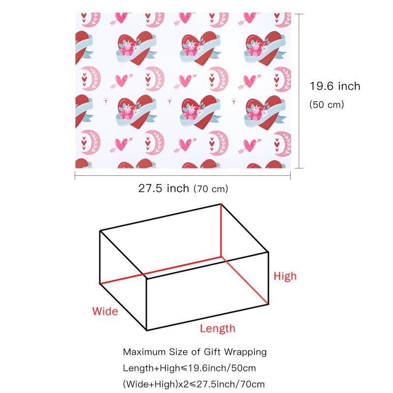 LeZakaa Pink Valentine's Wrapping Paper Sheet, Heart/Rainbow/Pink Trucks Carrying Flowers, for Valentine's Day, Wedding, Engagement, Bridal Shower, Anniversary, 12 Sheet, 27.5 x 19.6 inches Per Sheet - Image 2