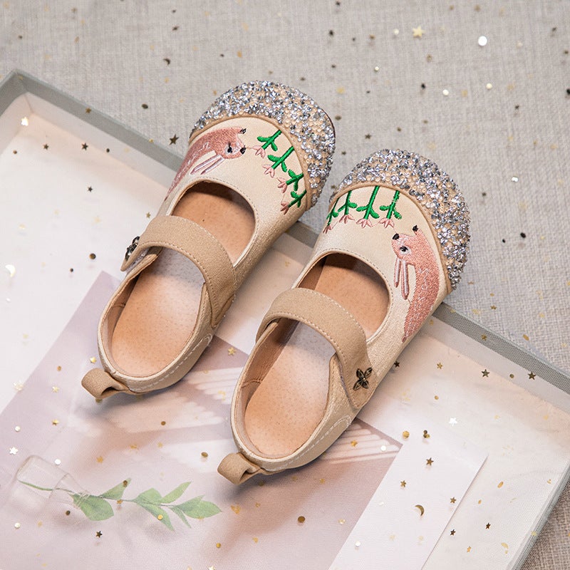 Girls'' Casual Embroidered Princess Shoes 2026 Spring and Autumn New Style Small Leather Shoes with Velcro Baby Rhinestone Soft-Soled Single Shoes - Image 5