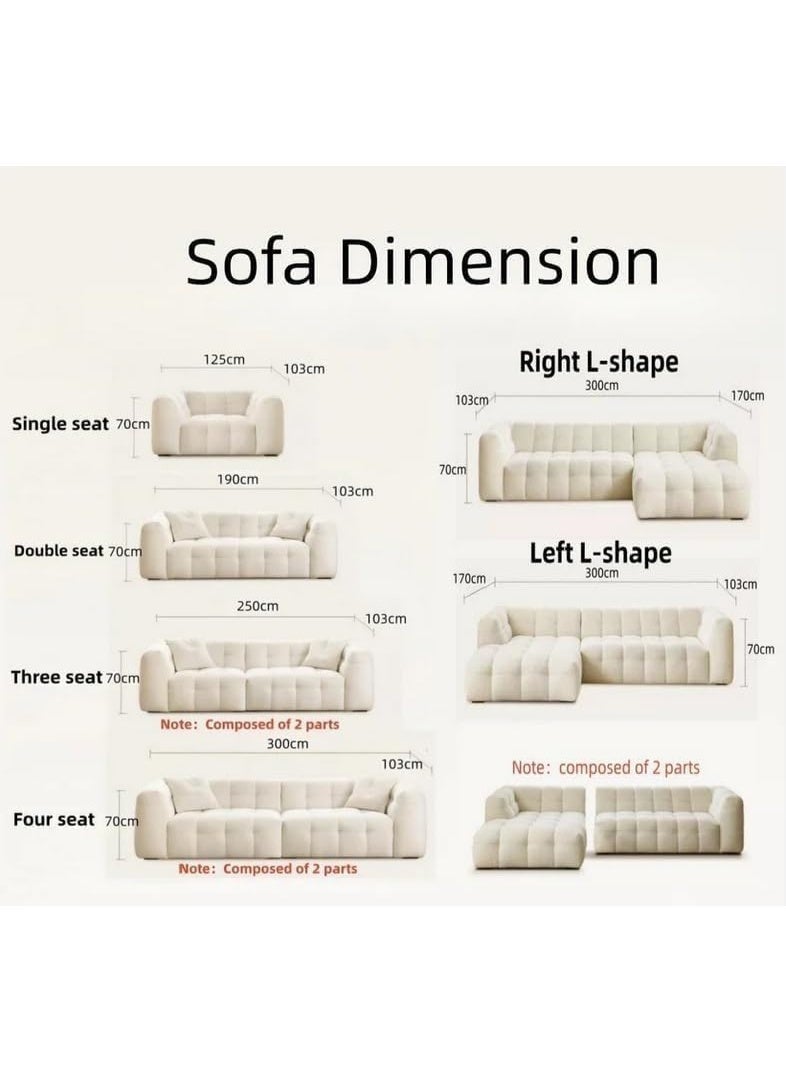 Al Zakharef Furniture Milbrey Fleece Fabric Overstuffed Multifunction Cloud L-shaped Sofa Chair set for Livingroom Office - Beige - Image 4