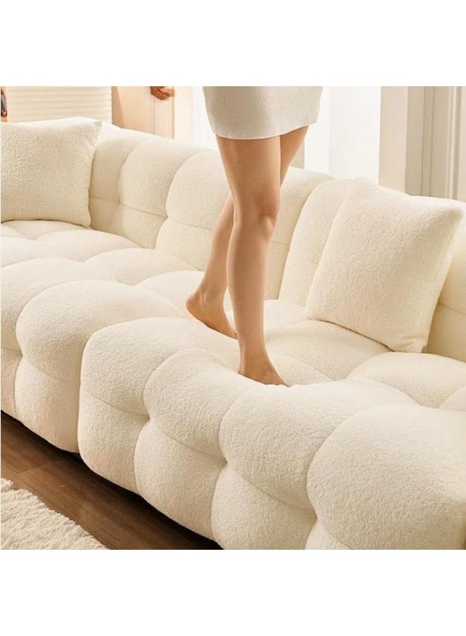 Al Zakharef Furniture Milbrey Fleece Fabric Overstuffed Multifunction Cloud L-shaped Sofa Chair set for Livingroom Office - Beige - Image 2