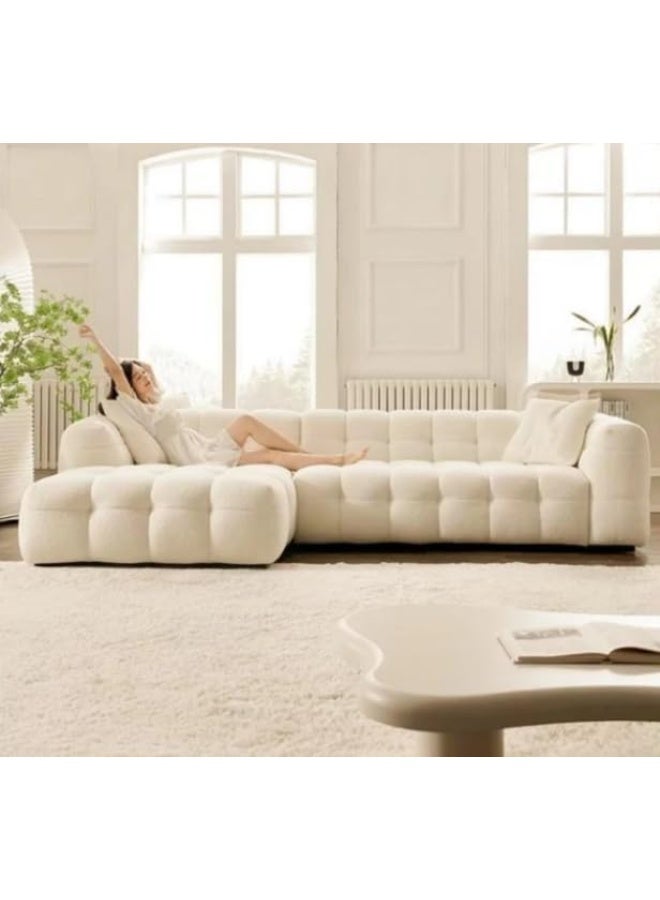 Al Zakharef Furniture Milbrey Fleece Fabric Overstuffed Multifunction Cloud L-shaped Sofa Chair set for Livingroom Office - Beige - Image 1